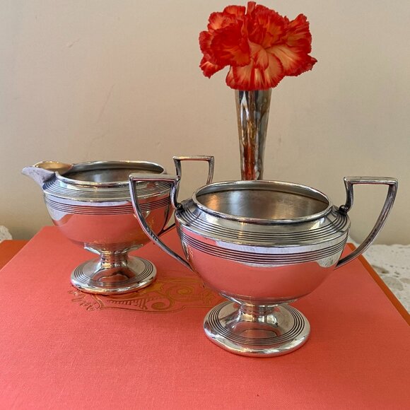 1920's Art Deco Forbes Warranted Creamer and Sugar Pattern 1016 - Picture 1 of 11